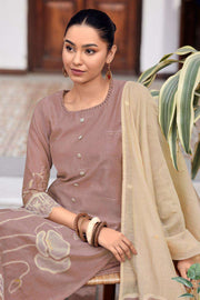 Pure South Cotton Dyed Jacquard Straight Cut Salwar Kameez